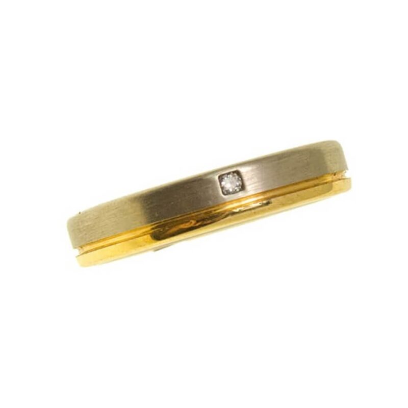 Gold K18 Diamond Wedding Ring -0