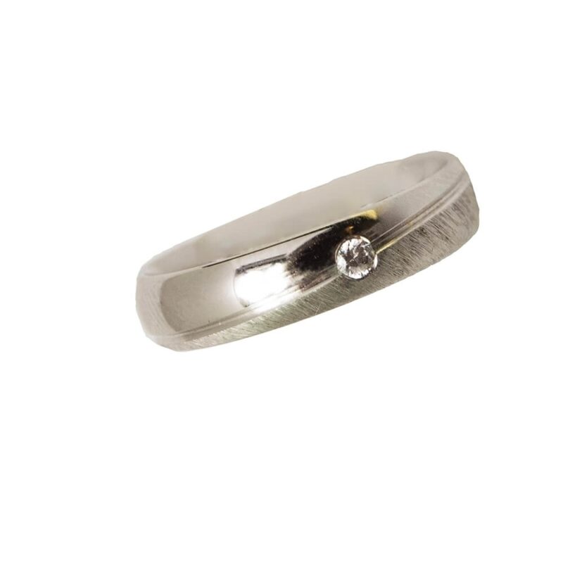 Gold K18 Diamond Wedding Ring -0