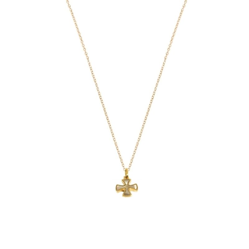 Gold Cross K18. Mother of Pearl-0