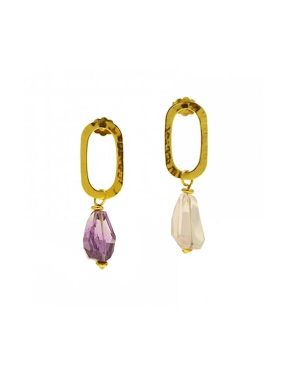 Gold Earrings K18, Amethyst -0