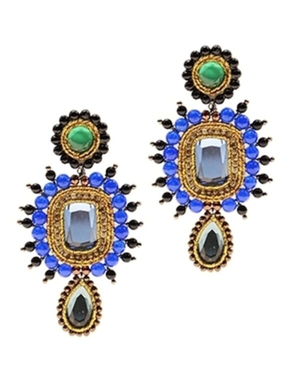 925 Silver Earrings. Lapis Lazuli & Quartz-0