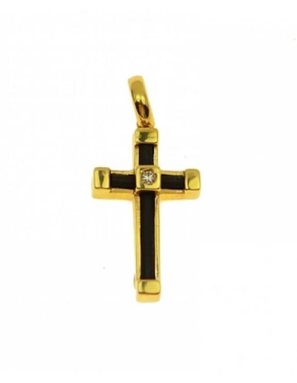 Gold Cross K18, Diamonds 0.08 ct.-0