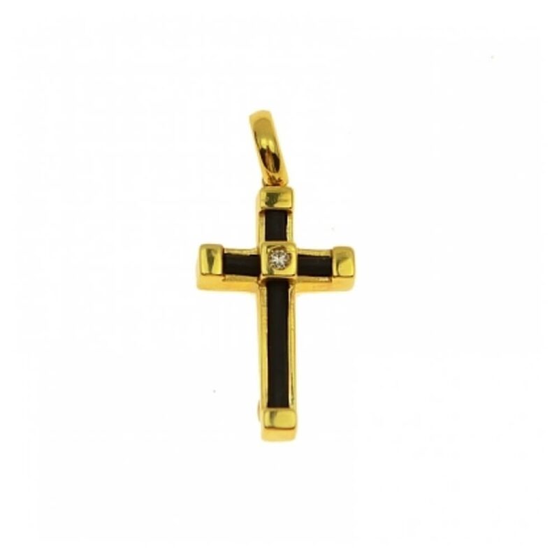 Gold Cross K18, Diamonds 0.08 ct.-0