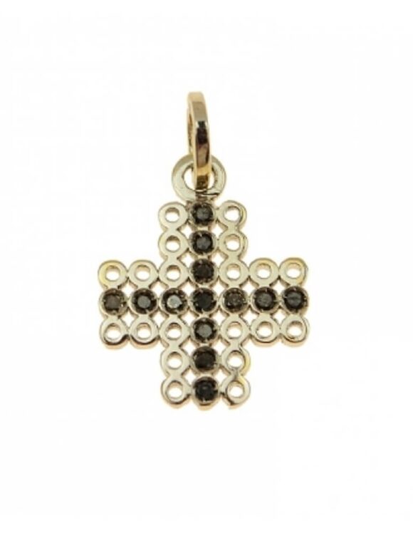 Gold Cross K18, Diamonds 0.13 ct. -0