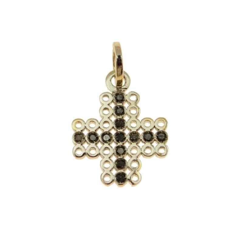 Gold Cross K18, Diamonds 0.13 ct. -0