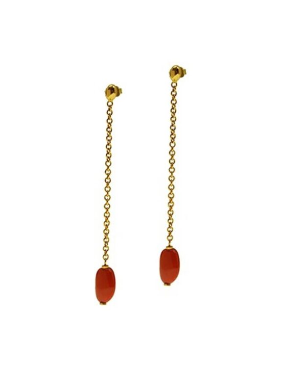 Gold Earrings K18, Coral-0
