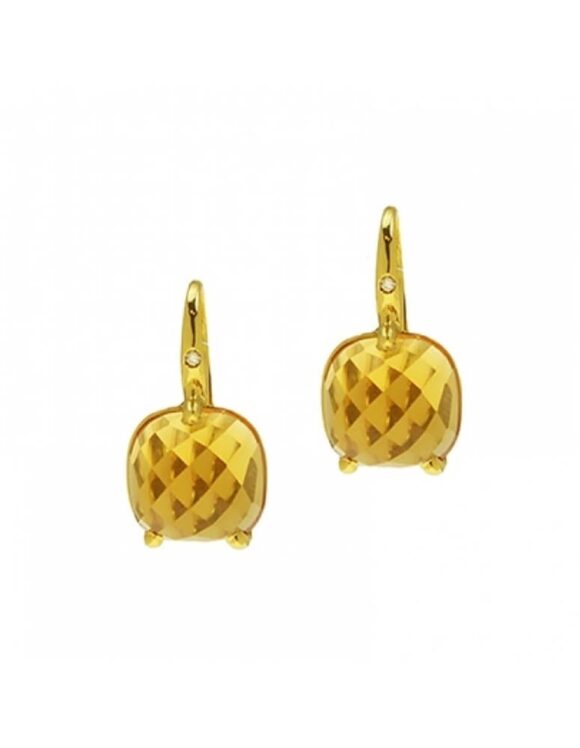 Gold Earrings K18, Diamonds 0.02 ct. -0