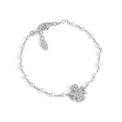 Silver Bracelet 925. Pearls & Zircon-0