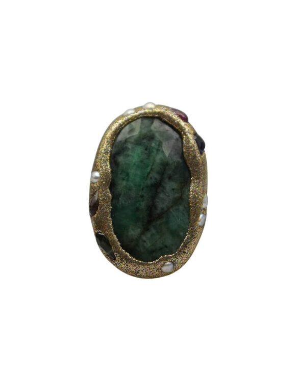Silver Ring 925. Emerald & Ruby-0