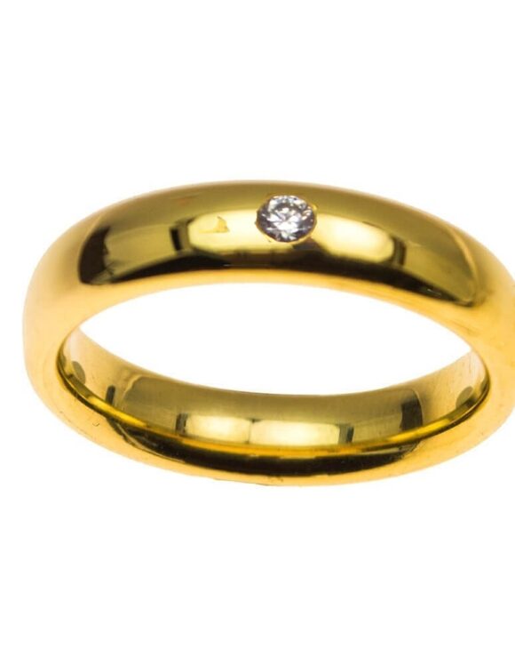 Gold K18 Diamond Wedding Ring -0