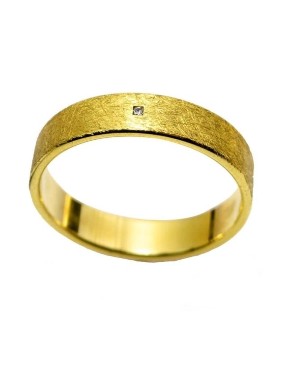 Gold K18 Diamond Wedding Ring -0