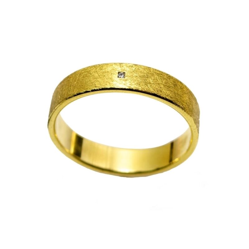 Gold K18 Diamond Wedding Ring -0