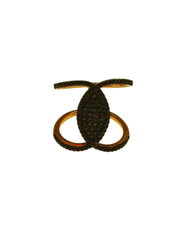 Silver Ring 925. Black Zircon-0