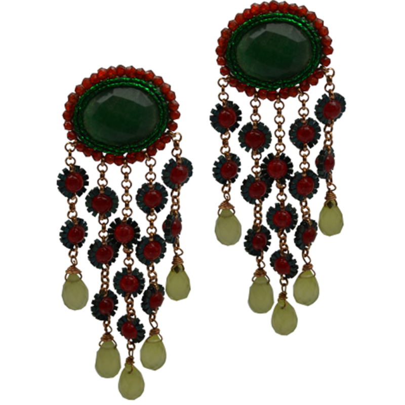 Silver Earrings 925 with Rubies and Emeralds. -0
