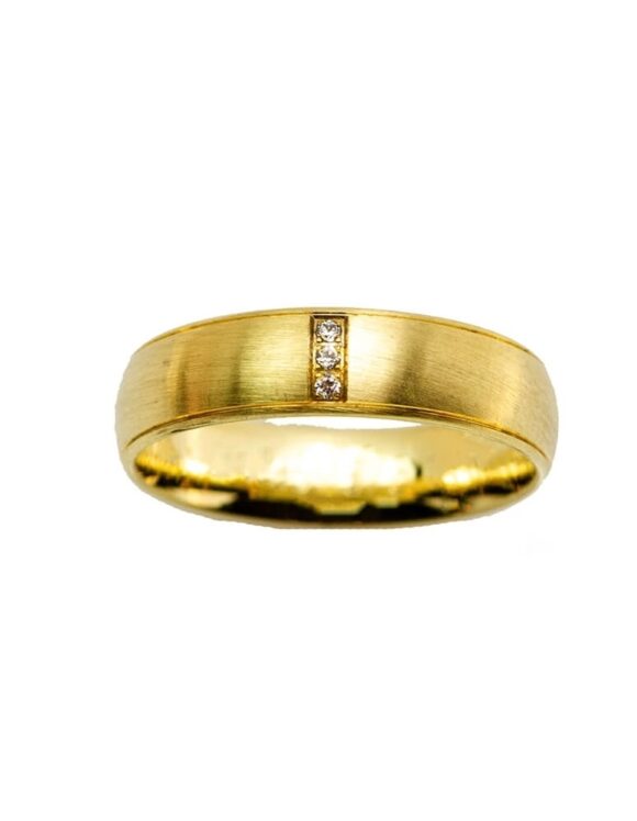 Gold K18 Diamond Wedding Ring -0