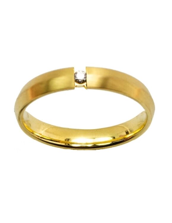 Gold Wedding Ring K18. Diamonds 0.04 ct-0