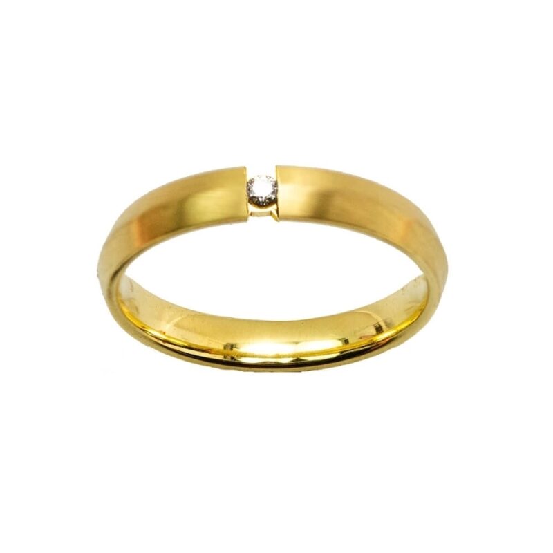 Gold Wedding Ring K18. Diamonds 0.04 ct-0