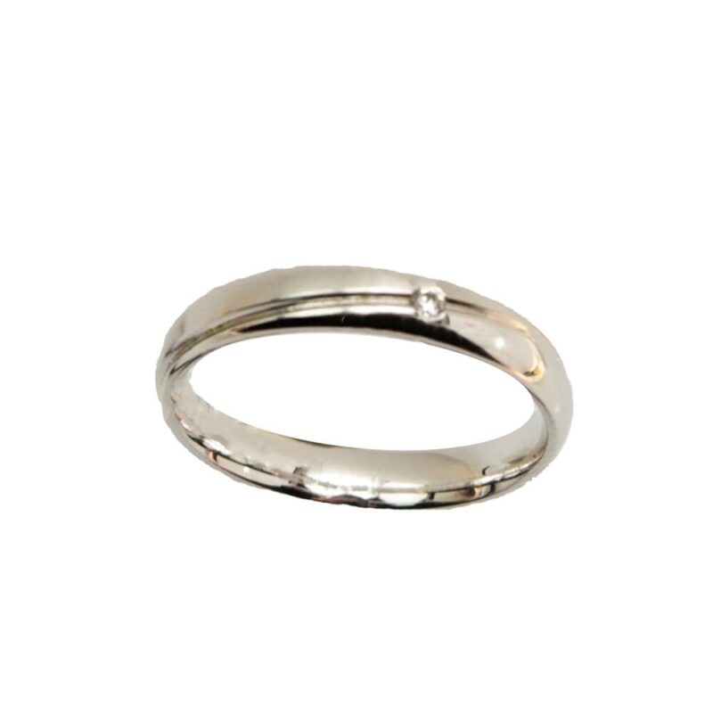 Gold K18 Diamond Wedding Ring -0