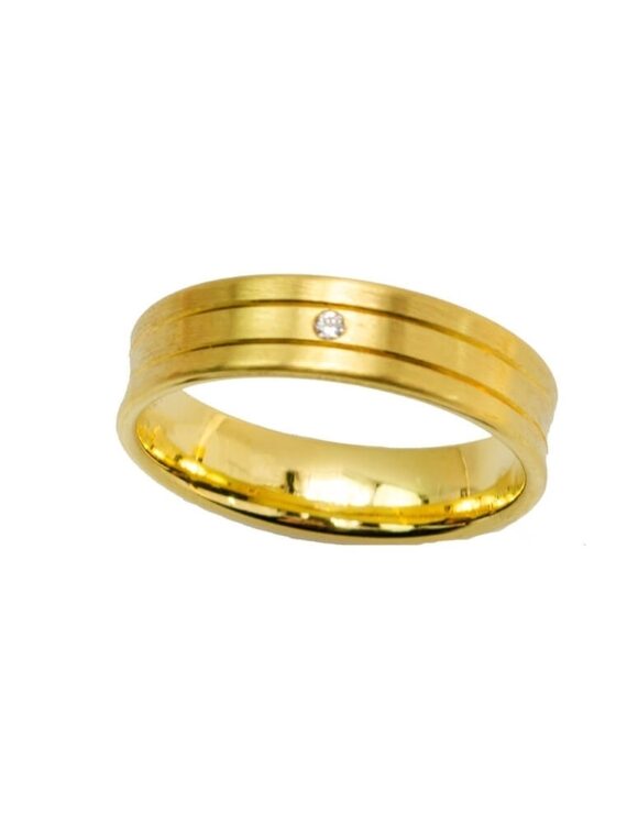 Gold K18 Diamond Wedding Ring -0