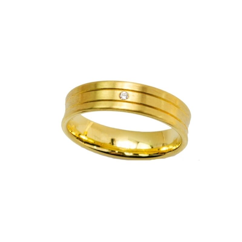 Gold K18 Diamond Wedding Ring -0