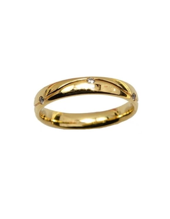 Gold K18 Diamond Wedding Ring -0