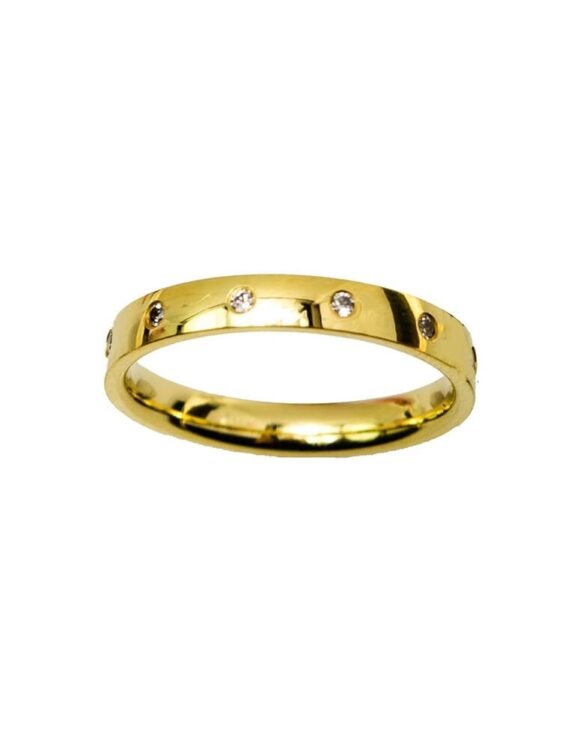 Gold K18 Diamond Wedding Ring -0