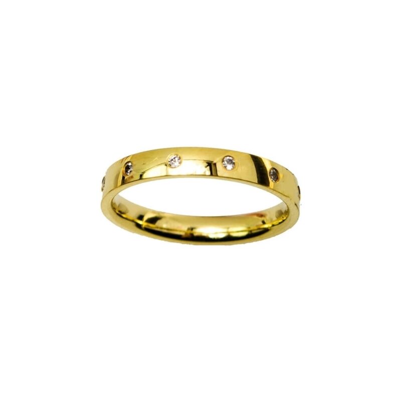 Gold K18 Diamond Wedding Ring -0