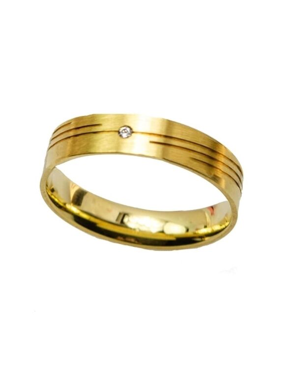 Gold K18 Diamond Wedding Ring -0