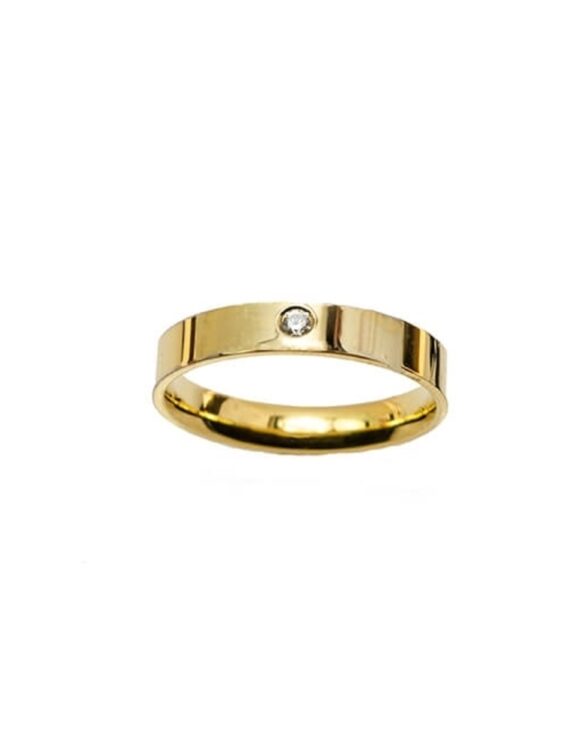 Gold K18 Diamond Wedding Ring -0