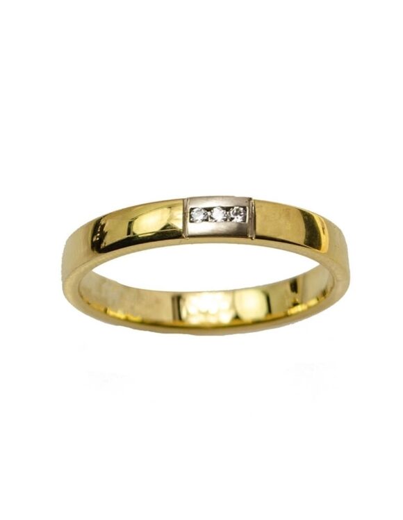 Gold Wedding Ring K18. Diamonds 0.03 ct-0