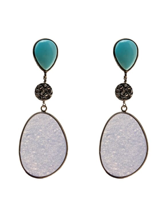 Silver Earrings 925 with Turquoise. -0