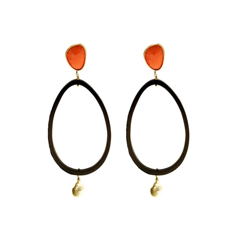 Silver Earrings 925 with Coral. -0