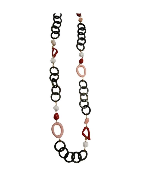 Silver Necklace 925 with Coral. -0