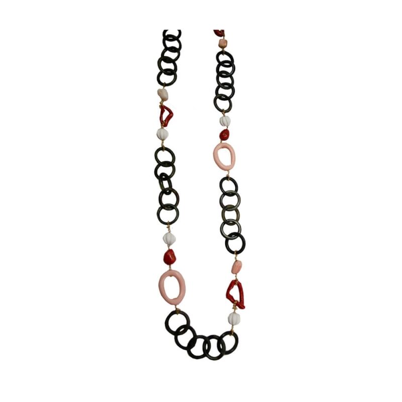 Silver Necklace 925 with Coral. -0