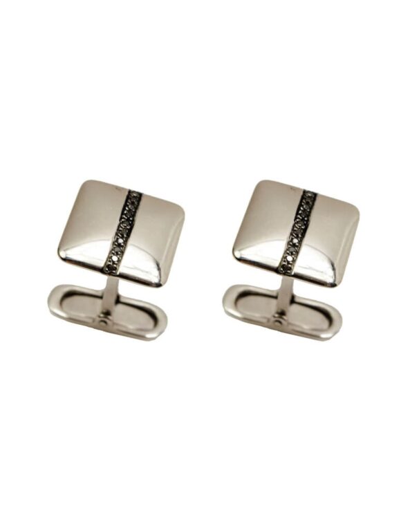 Silver Cufflinks 925 with Black Diamonds.-0