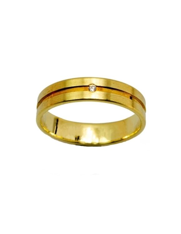 Gold K18 Diamond Wedding Ring -0