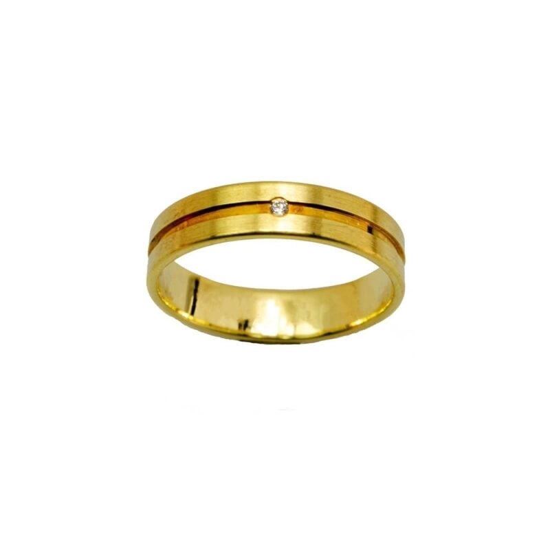 Gold K18 Diamond Wedding Ring -0