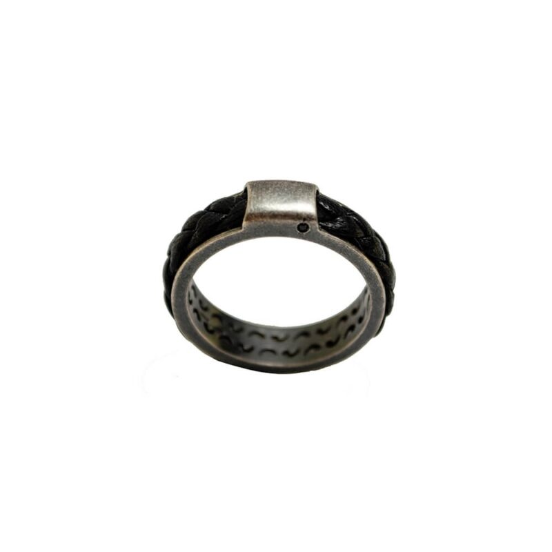 Silver Ring 925 with Leather-0