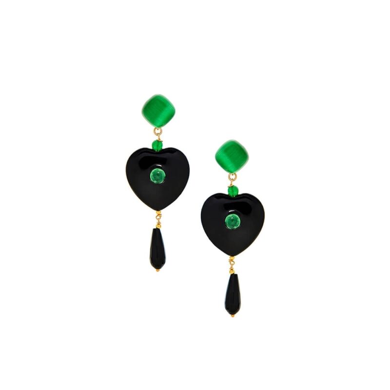 Silver Earrings 925, Onyx-0