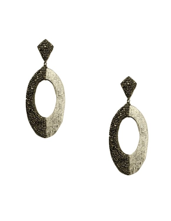 Silver Earrings 925, Hematite-0