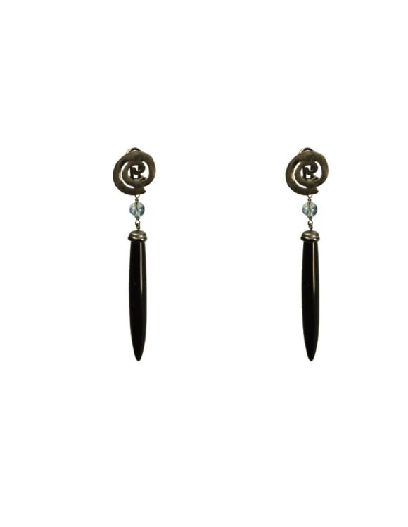 Silver Earrings 925, Onyx-0