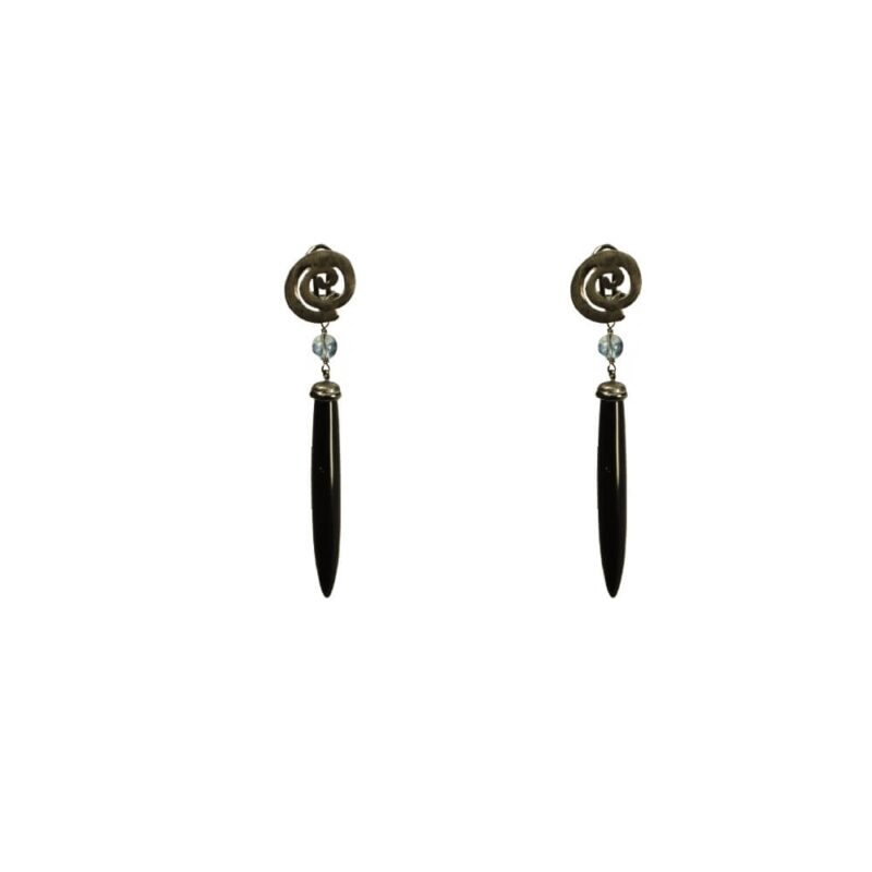 Silver Earrings 925, Onyx-0