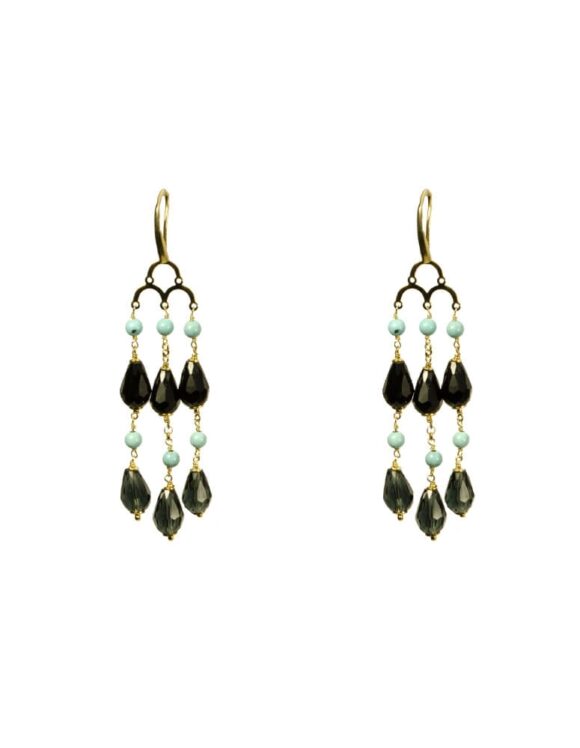 Silver Earrings 925, Onyx-0