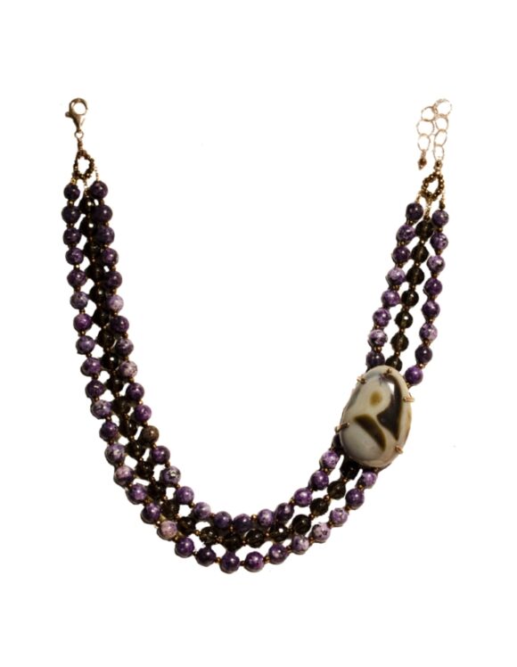 Silver Necklace 925, Labradorite-0