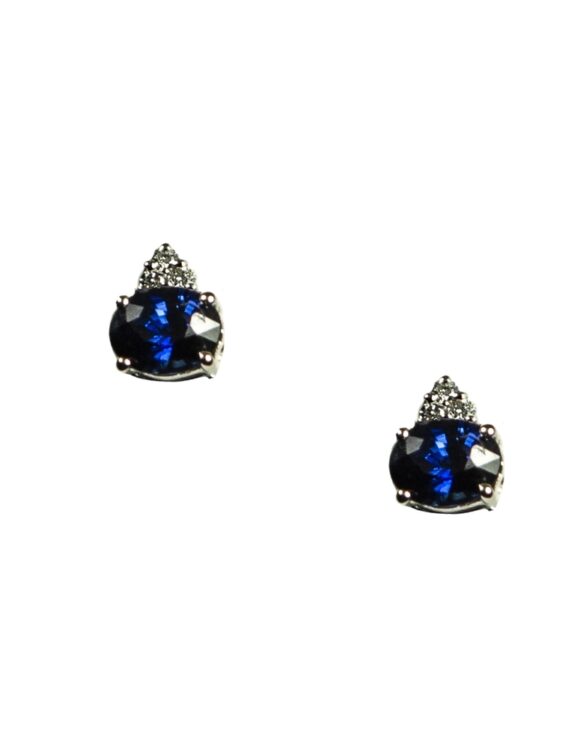 Gold Diamond Earrings K18, Sapphire 2.86 ct. -0