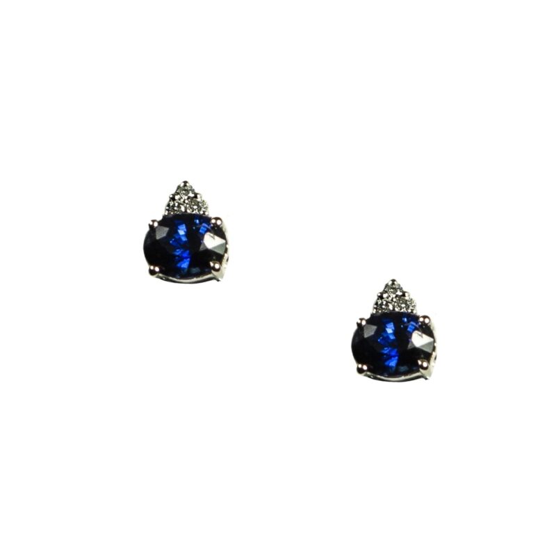 Gold Diamond Earrings K18, Sapphire 2.86 ct. -0