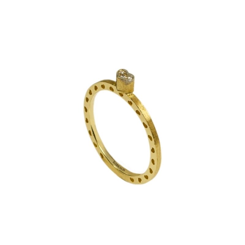Gold Ring K18, Diamonds 0.02 ct. -0
