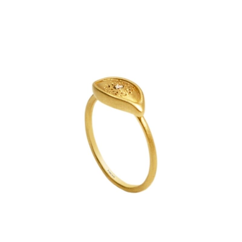 Gold Ring K18, Diamonds 0.04 ct-0