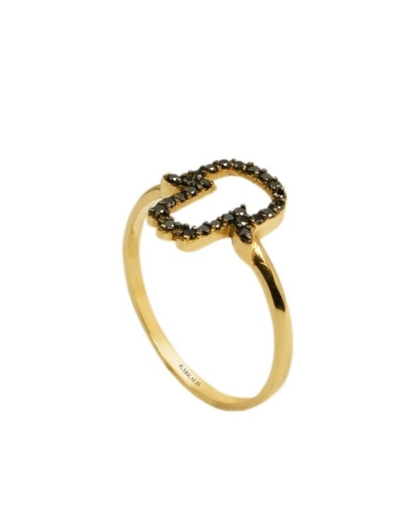 Gold Ring K18, Diamonds 0.18 ct. -0
