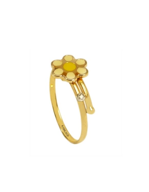 Gold Ring K18, Diamonds 0.01 ct. -0